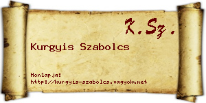 Kurgyis Szabolcs névjegykártya
