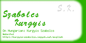 szabolcs kurgyis business card